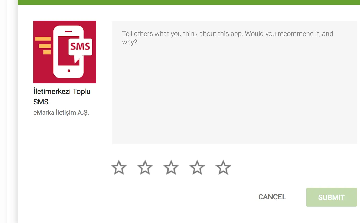 Play store yorum ve puan verme ekranı