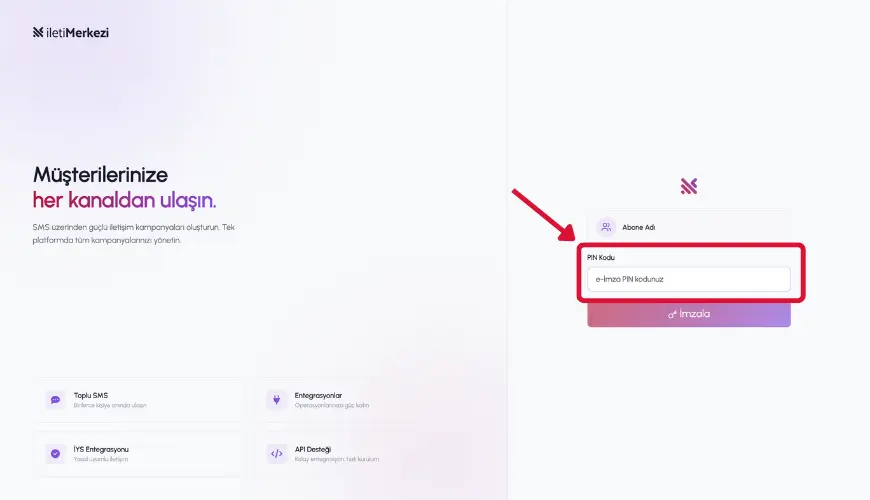 e-imza cihazı algılama ekranı