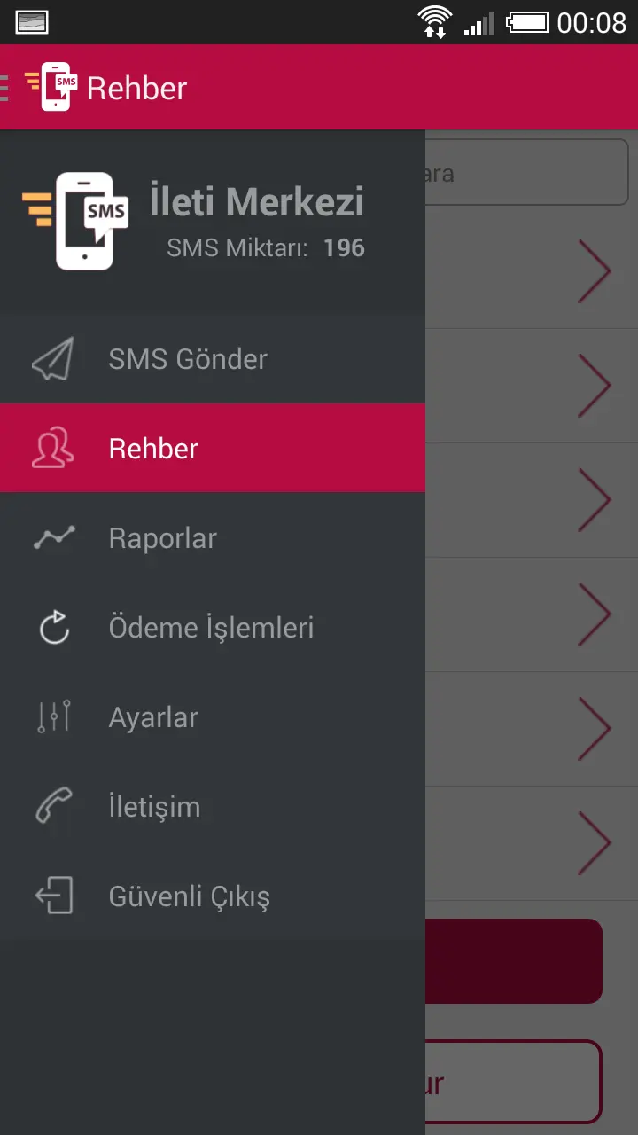 İletimerkezi IOS uygulaması rehber menüsü seçimi