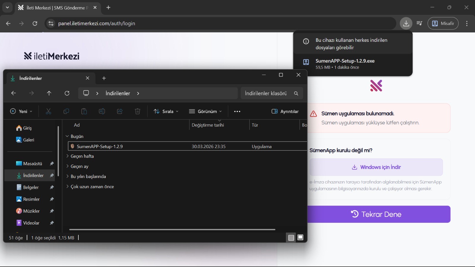 tarayıcı indirme güvenlik ekranında Koru ve Yine de koru adımlarının görünmesi